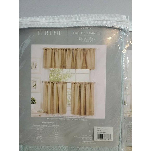 Elrene Cameron MIL Curtains 2 Tier Panels 30"x24" and Cameron 60" x 15" Valance - Picture 2 of 7